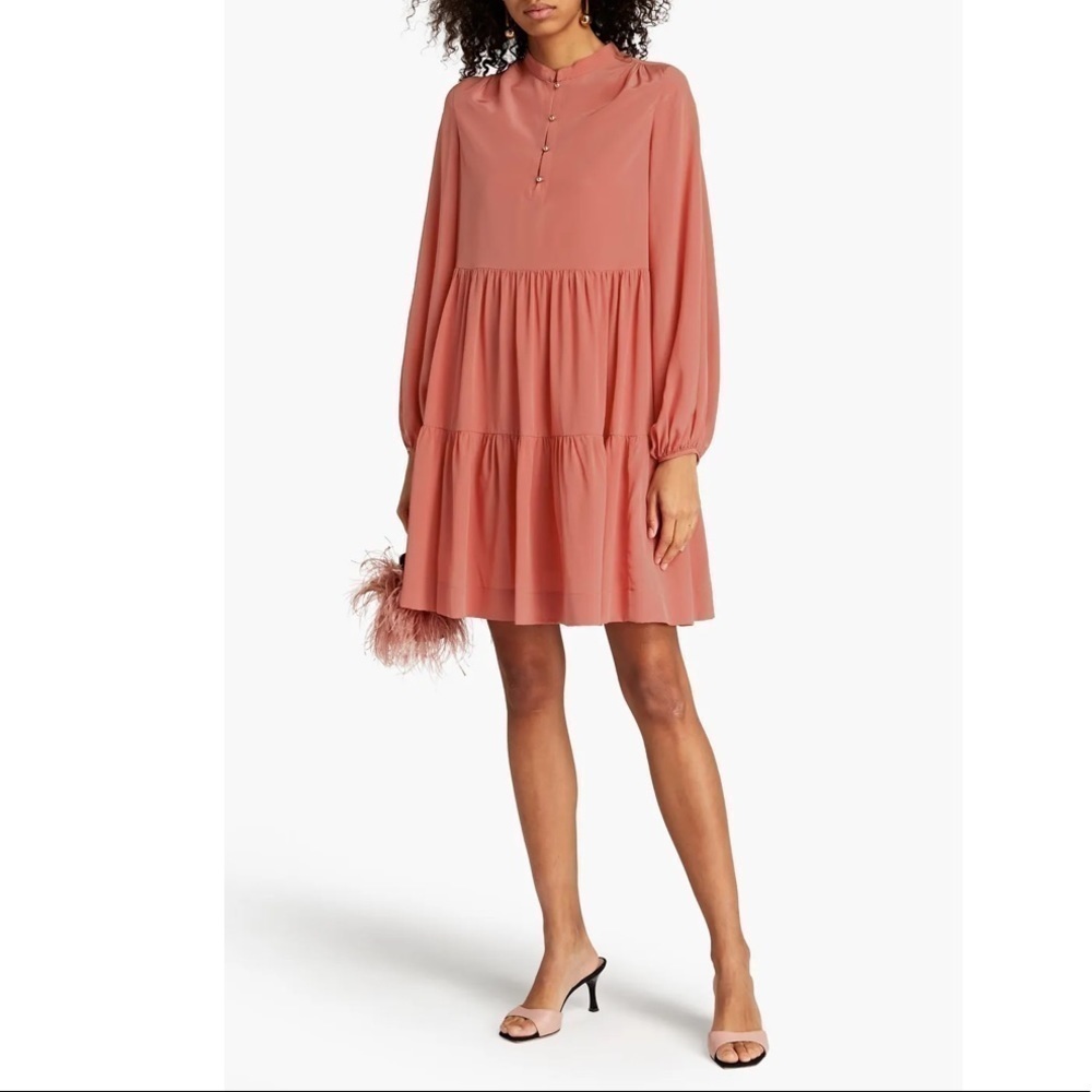 Vanessa Bruno Tuckernuck Lievine Silk Dress NWOT Tiered Ruffle Babydoll